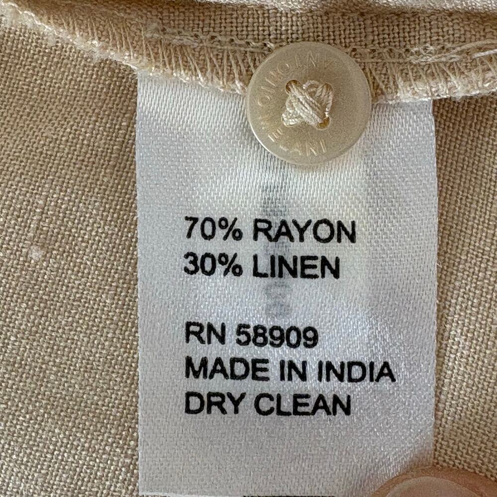 Antonio Melani Linen Blend Peasant Blouse Beige M Butter Mom Boho Tunic Prairie - Picture 7 of 11